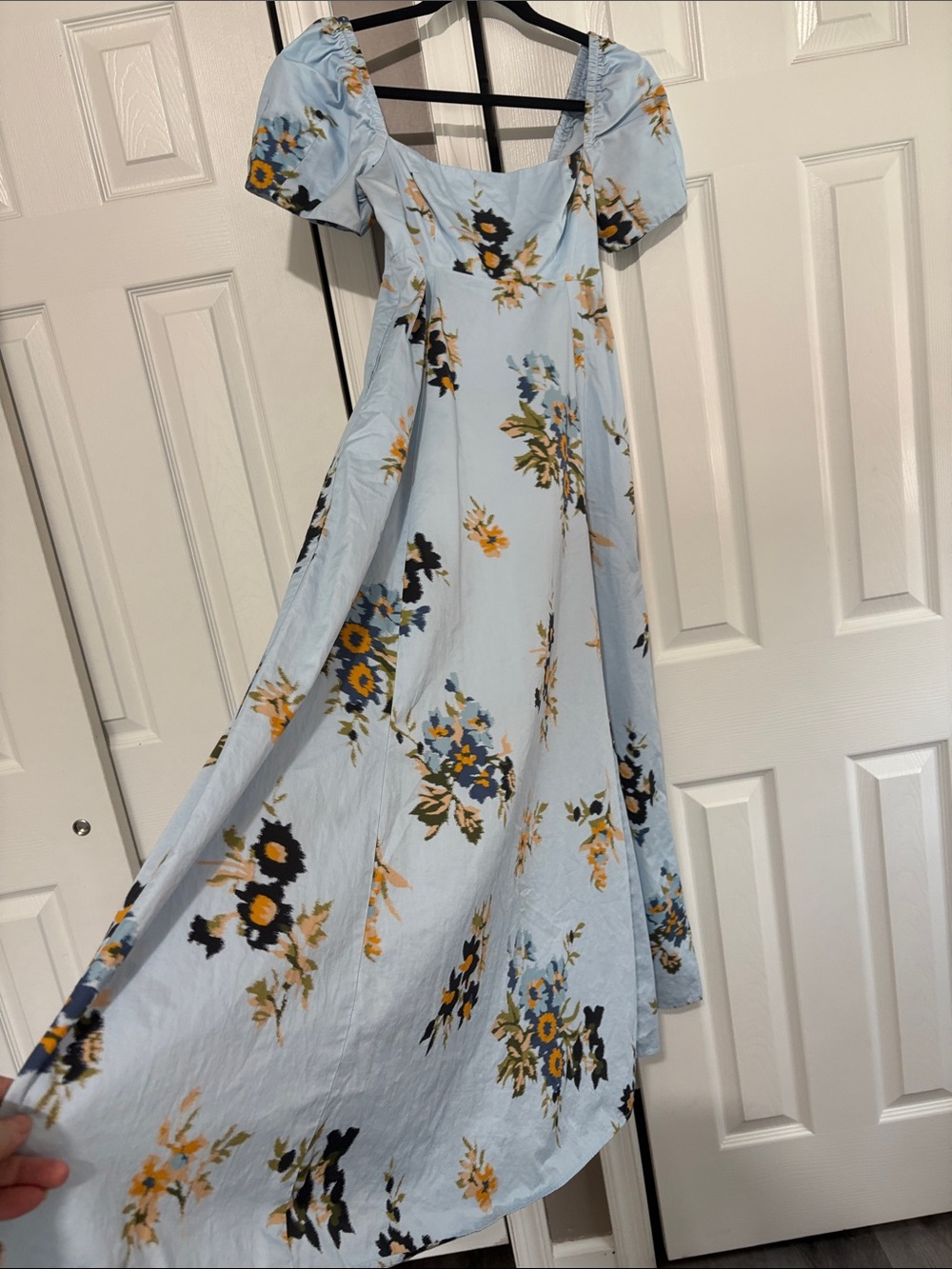 Hill House Light Blue Floral Puff-Sleeve Maxi Dress